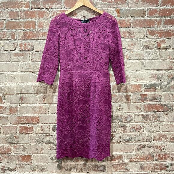 NEW Nicole Miller Lace Keyhole Dress in Wine Size 4 - Picture 2 of 5